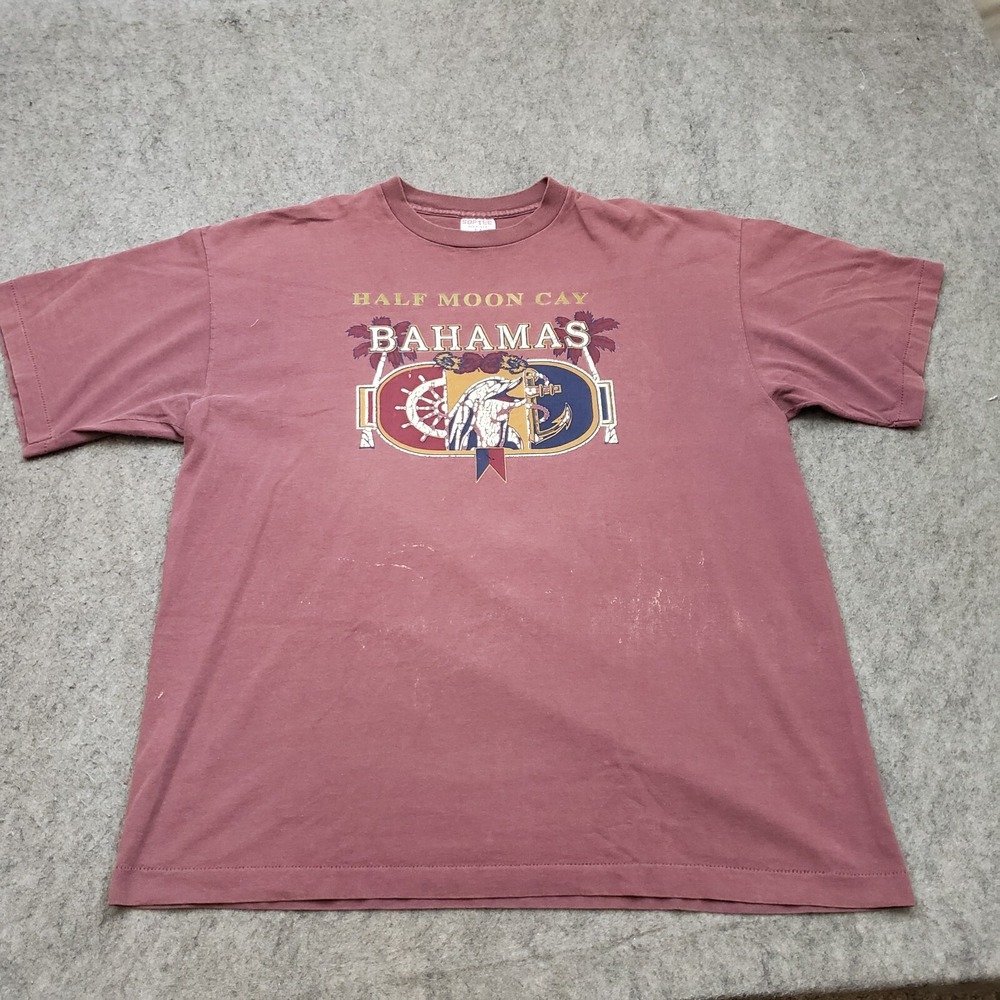 VINTAGE Bahamas Shirt Mens‎ 2XL XXL Red Short Sleeve Dolphin Softee Adult 90s